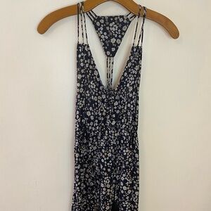 NWT REVOLVE Tiare Hawaii Lace Up Racer Back Black Floral Maxi Dress